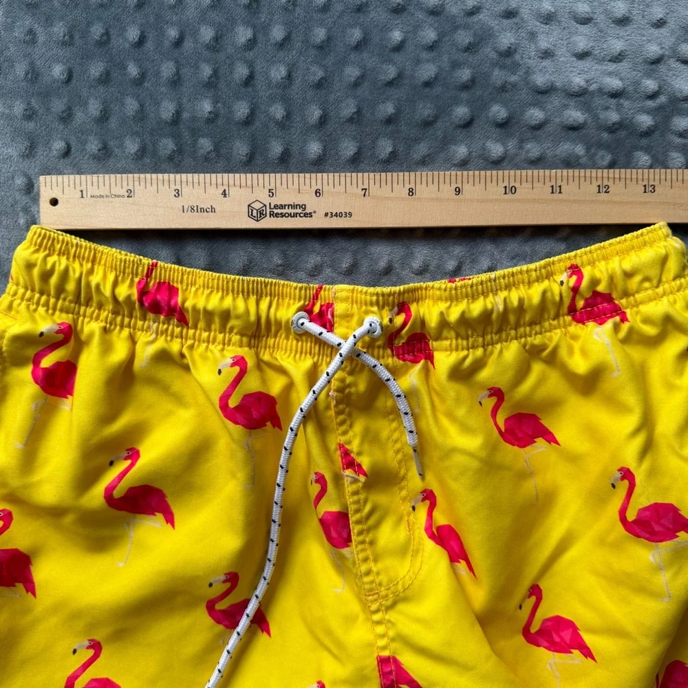 Neff Mens Flamingo Print Swim Trunks Yellow Pink Medium Board Shorts